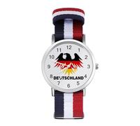 Deutschland Ea-gles Germany Flag Watches for Mens Womens Analog Quartz Easy to Read Adjustable Nylon Strap