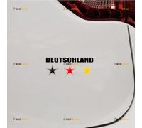 Deutschland German Flag 3 Stars Germany Sticker Decal Vinyl - 2 Pack Black + Tricolor 20.3cm - for Car Boat Laptop Cup No Background Die-Cut