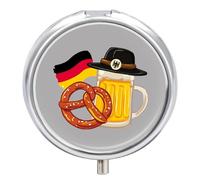 Deutschland Germany Culture Round Pill Box Organiser 3 Compartment Medicine Case