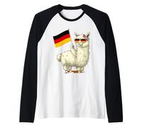 Deutschland Lama Germany Flag Alpaca German Pride Raglan Baseball Tee