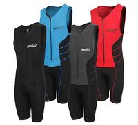 Deux Roues Triathlon Suit Men Racing Tri Cycling Skin Suit Bike Swim Run - Bonus Race Bib Belt (Red, X-Large)