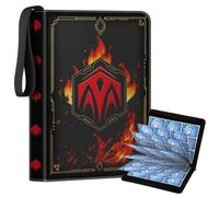 Deuyibu Trading Card Album for Lorcana TCG Trading Cards, 900 Card Pockets, 50 Pages Scrapbook with Magic Inks Elements, PU Leather Card Binder for Trading Cards, for Family and Friends, Red