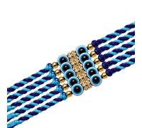 DEV SANKET Traditional Dori Rakhi Set with Roli Chawal | Blue Thread Raksha Bandhan Rakhi for Brother | Premium Festival Gift Pack | Pack of 5