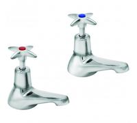 Deva Cross Head Bath Pillar Taps in Chrome 182X