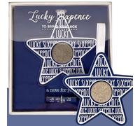 Deva Debut Lucky Sixpence - Blue Star | Good Luck Gift with the message : Here's a lucky Sixpence, for a friend that's kind and true. It's sent to bring you luck, in everything you do