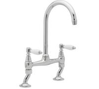 Deva Georgian Bridge Kitchen Sink Mixer Tap Chrome Swivel Spout - Ge0305