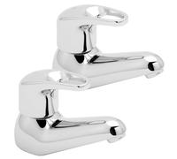 Deva LACE101 Bathroom Basin Taps in Chrome | Large Dual Lever Handle | Modern Easy USE Hot & Cold Tap | Water Sink Deck Mounted Faucet Pair | 12 Year Warranty