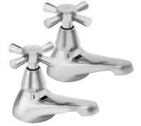 Deva Milan 102 Bath Taps Cross Handle with Chrome Finish - Modern Hot & Cold Easy Use Handles Silver - Pair - Set of 2 Bathroom Tub Filler Faucets - 12 Year Warranty