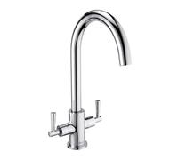 Deva Nelson Mono Kitchen Sink Mixer Tap Chrome Dual Lever Swivel Spout Ceramic Cartridge Brass Kitchen Tap Ntn104