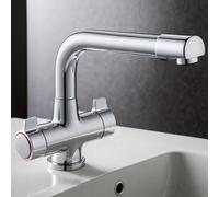 Deva Otley Chrome Kitchen Sink Mixer Tap Hot & Cold 360 Swivel Spout Basin Paddle Taps With Flexi Tails Otl104