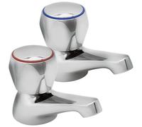 Deva Profile DCM101 Basin Taps with Chrome Finish Hot & Cold Round Handles-Replacement Bathroom Cloakroom Toilet Handbasin Ensuite Brass Faucets-12 Year Warranty, Set of 2 Pieces
