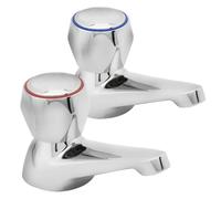 Deva Profile DCM102 Bath Taps with Chrome Finish - Round Hot & Cold Round Handles - Replacement Commercial Pair Bathroom Bathtub Filler Ensuite Brass Tap Faucets - 12 Year Warranty