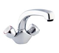 Deva Profile DCM104 Mono Kitchen Sink Mixer Tap with Chrome Finish Swivel Spout - Deck Mount Dual Flow Round Hot & Cold Silver Handles - for Dual and Single Basin - 12 Year Warranty