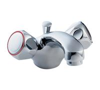 Deva Profile Mono Basin Mixer Tap With Lever Operated Pop Up Waste - Chrome Hot & Cold Round Bathroom Taps