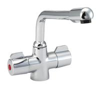 Deva PUF130/CP Puffin Kitchen Mono Sink Mixer Tap Chrome Finish Flow | 360° Swivel Spout | Large Easy Use Hot & Cold Silver Handles | for Dual Single Basin | 12 Year Warranty