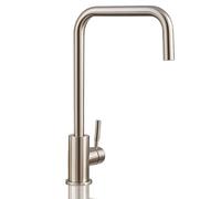 Deva Verto Mono Mixer Kitchen Tap - High Arc Monobloc Kitchen Sink Mixer Tap, 360° Swivel Single Lever Silver Bathroom Basin Mixer, Stainless Steel Finish, UK Standard Fit