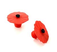 DevaCurl 2 Charles Viancin Poppy Silicone Bottle Stopper, Set of 2, 18/8 Stainless Steel