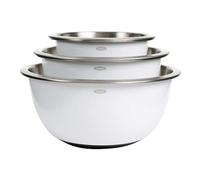 OXO 2 Good Grips 3-Piece Stainless-Steel Mixing Bowl Set, White, 18/8 Stainless Steel