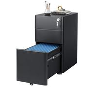 DEVAISE 3 Drawer Filing Cabinet, Lockable File Cabinet Metal Under Desk Storage Fits Letter/Legal/A4 Size for Home Office, Balck