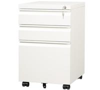 DEVAISE 3 Drawer Filing Cabinet, Lockable File Cabinet, Under Desk Drawers with Storage, Metal Fits Letter / A4 Size for Home Office, White