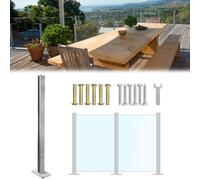 DEVALLEY 3ft(36") Glass Balustrade Middle Post with Mounting Strip,Silver Garden Privacy Fence Posts with Spigot Slot for Glass,Wood,PVC,DIY Serial Post for Steps,Balcony,Stairway,Deck,Yard