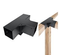 DEVALLEY 4-Way Pergola Brackets Kit, DIY Right Corner Woodwork Brackets for 4" x 4" (Actual:3.5"x3.5") Lumber for Patio Pergolas, Gazebos, Log Cabin W/Hardware (1 Pack)
