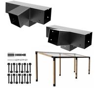 DEVALLEY 4-Way Slant Angle Pergola Brackets Kit,30 Degree UP & 60 Degree Down Corner Woodwork Brackets for 4" x 4" (Actual:3.5"x3.5") Lumber for Patio Pergolas,Gazebos,Log Cabin - 2Pack……
