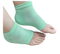 Devam Blue Silicone Gel Heel Socks for Cracked Heels, Moisturising Heel Sleeves for Dry Rough Feet, Soft Reusable Foot Care Protectors for Men & Women (Green, Pack of 3)