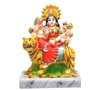 Devavrata Creations Goddess Maa Durga Devi Marble Dust Idol Statue Sherawali MATA Rani - Religious Murti Pooja Gift Item 6 inches