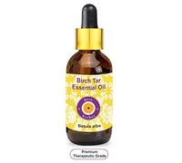 Deve Herbes Birch Tar Essential Oil (Betula alba) with Glass Dropper Pure | Non-Sticky | Non-Greasy | Lightweight | Men & Women | All Skin Types | Steam Distilled 15ml