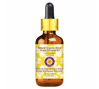 Deve Herbes Natural Organic Extra Virgin Coconut Oil (Cocos nucifera) with Glass Dropper Cold Pressed Pure For Diluting Essential oils Hair, Skin & Massage Lightweight Unisex 30ml (1 oz)