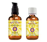Deve Herbes Plant Based Alpha Arbutin Face Serum with Bearberry, Wheat, Mulberry, Blueberry & Pomegranate Extract for Personal Care 30ml (1 oz) + Pure Vitamin E Oil 30ml (1 oz)