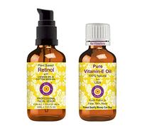 Deve Herbes Plant Based Retinol Face Serum with Bakuchi Oil, Linseed, Cotton Seed Oil & Liquorice Root Extract for Personal Care 30ml (1 oz) + Pure Vitamin E Oil 30ml (1 oz)