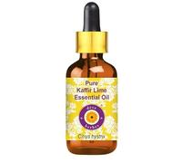 Deve Herbes Pure Kaffir Lime Essential Oil (Citrus Hystrix) Non-Sticky | Non-Greasy | Fresh Citrusy Aroma | for Aromatherapy, Diffuser, Massage & Blends 10ml with Glass Dropper