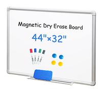DEVELOP Magnetic White Board Dry Erase, 32 x 44 Inch, Dry Erase Board Aluminum Frame for Wall, Hanging Whiteboard with Detachable Marker Tray for Planning, Kitchen, Memo, School, Home, Office
