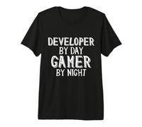 Developer By Day Gamer By Night Software Coding Game Dev Premium T-Shirt