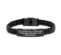 Developer's Delight, Interlaced Leather Bracelet, Gifts from Friends to Developer for Father's Day, Sorry This Guy Is Already Taken