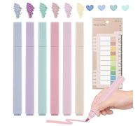 Devenirriche 6 Pack Pastel Highlighters, Mild Assorted Colours Highlighters Pens, 10 Colored Page Markers Labels For Reading Notes, Books