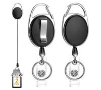 Devenirriche Metal Retractable Keyring, 2 Pcs Heavy Duty Retractable Keychain Lanyard Badge Holder for Office Workers, Nurses, Doctors, Teachers, Students