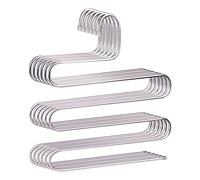 devesanter Pants Hangers Non-Slip S-Shape Trousers Hangers Stainless Steel Clothes Hangers Closet Storage Organizer for Pants Jeans Scarf (6 Pack with 10 Clips)