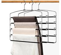 devesanter Pants Hangers Space Save Non-Slip Trousers Hangers Stainless Steel Clothes Hangers Closet Space Saving for Pants Jeans Scarf Hanging Black (3 Pack)