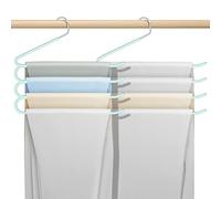 devesanter Pants Hangers Space Saving Non Slip Trousers Hangers Stainless Steel Clothes Hangers Closet Space Saving for Pants Jeans Scarf Hanging （3 Pack ） Green