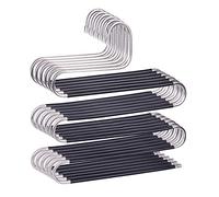 Devesanter Space Save Non-Slip 6 Pack S-Shape Trousers Hangers - Stainless Steel Clothes Hangers Closet Storage Organizer for Pants Jeans Scarf Hanging Black