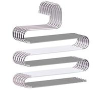 devesanter Space Save Non-Slip 6 Pack S-Shape Trousers Hangers Stainless Steel Clothes Hangers Closet Storage Organizer for Pants Jeans Scarf Hanging Grey and White