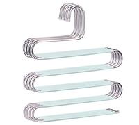 Devesanter Space Saving Non-Slip 4 Pack S-Shape Trousers Hangers - Stainless Steel Closet Storage Organizer for Pants, Jeans & Scarves - Green