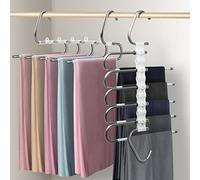 devesanter Trouser Hangers Clothes Hangers, Space-Saving, Pack of 2, Non-Slip Magic Trouser Hangers for Scarves, Jeans, Trousers, Towels (Green with 10 Clips)