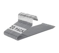 devesanter Trouser Hangers, Pack of 20, Metal Hangers with Open End and Non-Slip Coating, Space-Saving, Multifunctional Hanger for Trousers for Trousers, Jeans, Towels, Scarves (Grey)