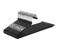 Devesanter Trouser Hangers Pack of 20 Metal Hangers with Open End and Non-Slip Coating, Space-Saving, Multifunctional Hanger for Trousers, Scarves, Jeans, Towels (Black)