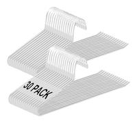 Devesanter Trouser Hangers, Pack of 30, Metal Hangers with Open End and Non-Slip Coating, Space-Saving, Multifunctional Hanger for Trousers, Jeans, Towels, Scarves (White)