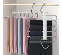 devesanter trouser hangers space saving hangers non slip for 2 pack multifunctional pants organizer hanger for jeans towel scarf tie storage（Grey with 10 clips）